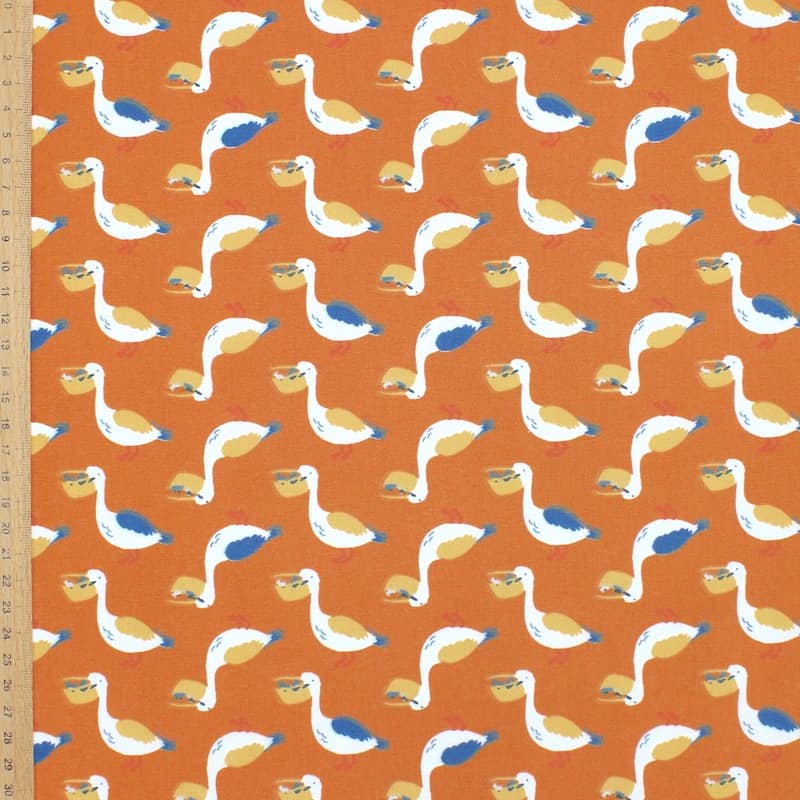 100% cotton fabric with pelicans - rust
