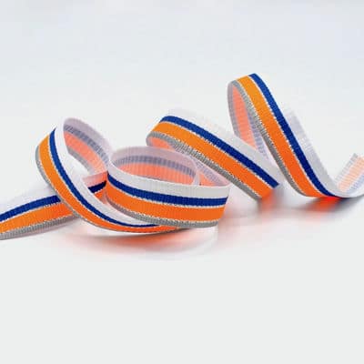 Striped fantasy ribbon with lurex - orange