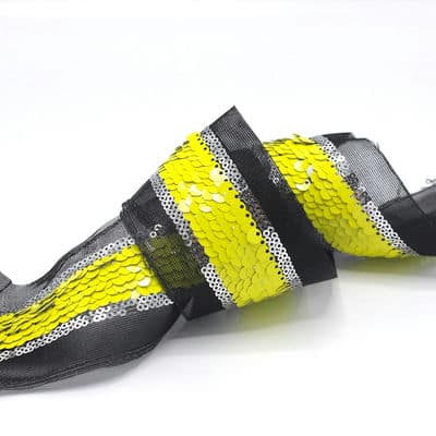 Fantasy ribbon with sequins - yellow