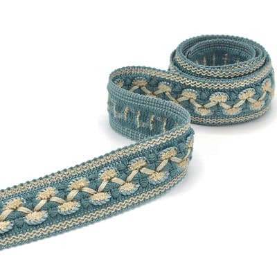 Vintage jacquard braid trim - blue 