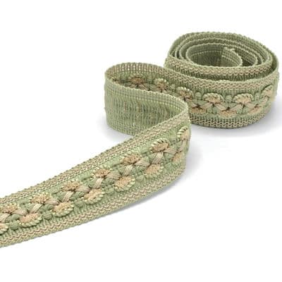 Vintage jacquard braid trim - green