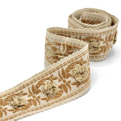 Galon Jacquard vintagebeige et brun