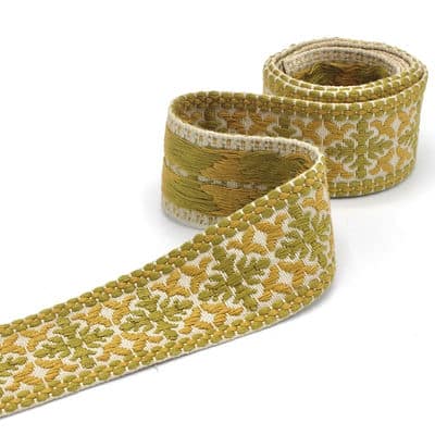 Vintage jacquard biesband - beige en khaki 