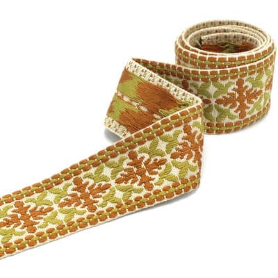 Vintage jacquard biesband - beige, groen en bruin 