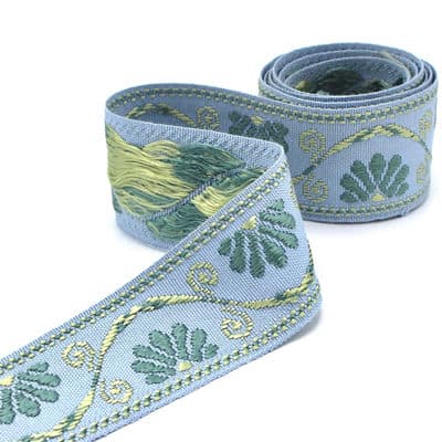 Vintage jacquard braid trim - sky blue