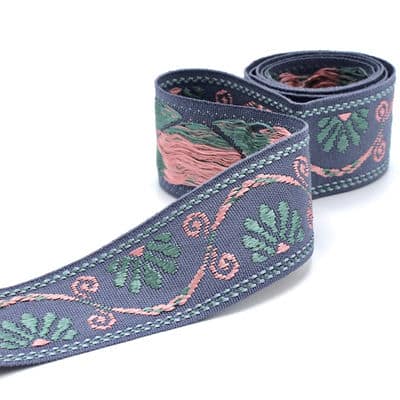 Vintage jacquard braid trim - denim blue 