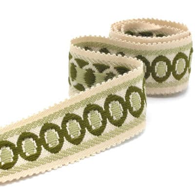 Vintage jacquard biesband - beige en groen 