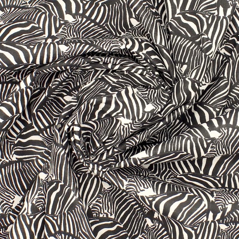 100% cotton fabric with zebra pattern - black