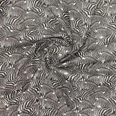 100% cotton fabric with zebra pattern - black