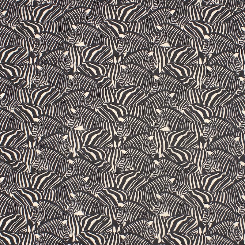 100% cotton fabric with zebra pattern - black