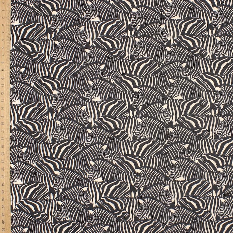 100% cotton fabric with zebra pattern - black