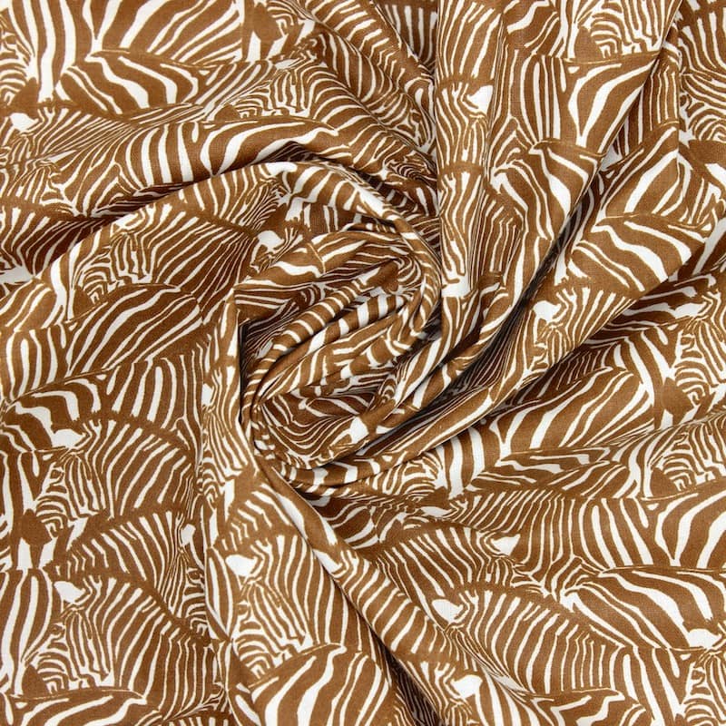 100% cotton fabric with zebra pattern - brown