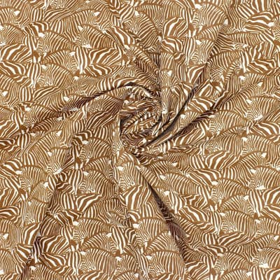 100% cotton fabric with zebra pattern - brown