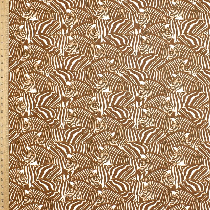 100% cotton fabric with zebra pattern - brown