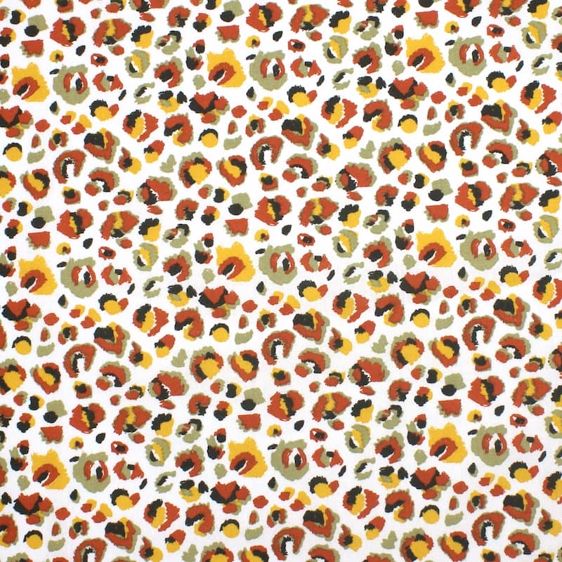 100% cotton fabric with leopard pattern - brick-colored