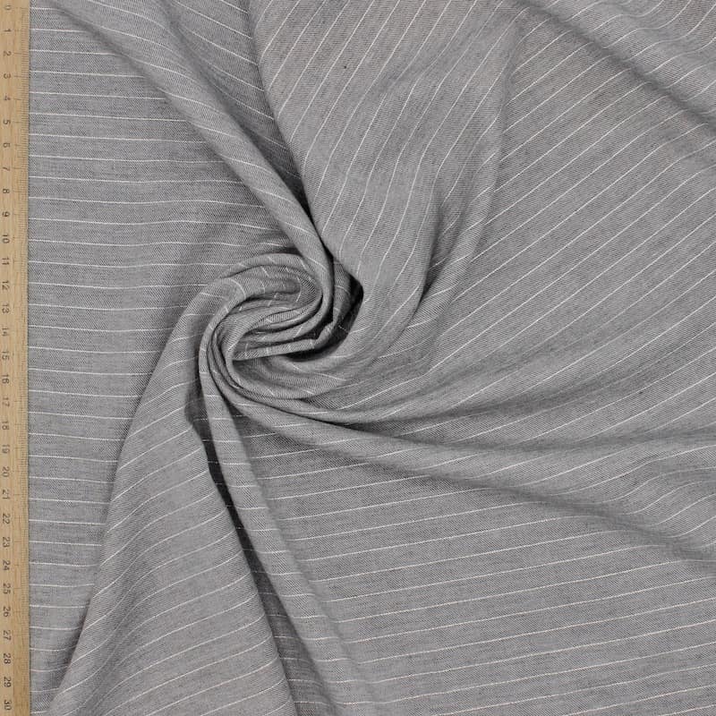 Fabric in viscose and cotton with lurex stripes - grey 