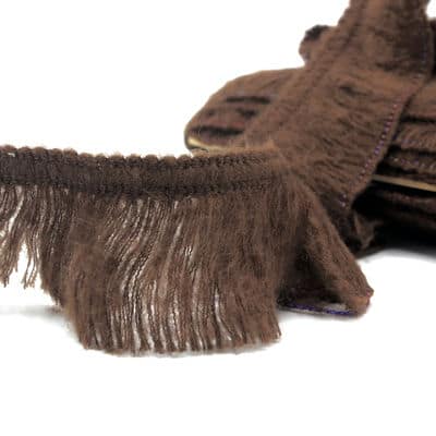 Braid trim with fringes - brown 