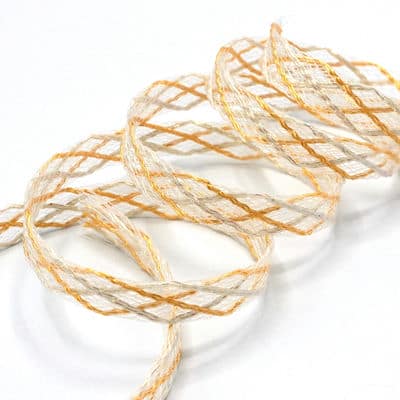 Tubular ribbon in fish net - white and orange