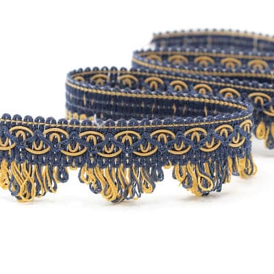 Viscose fringes - navy blue and yellow