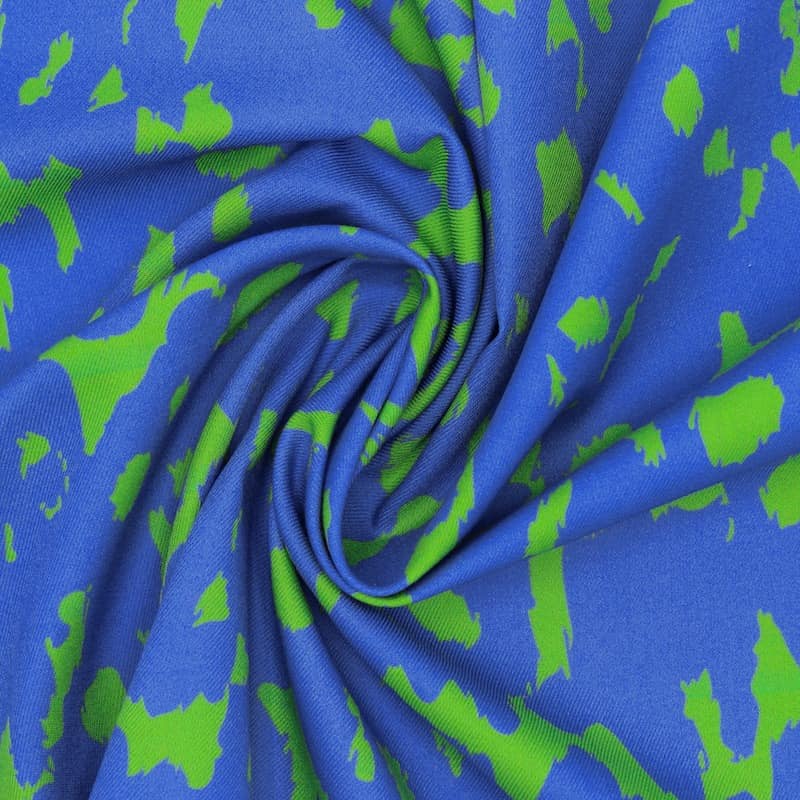 Katoen twill met dieren -  blauw en groen