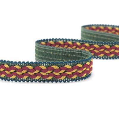 Fantasy braid trim - burgondy, green and gold