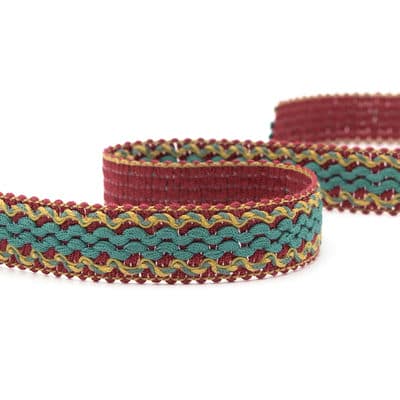 Fantasy braid trim - red and teal