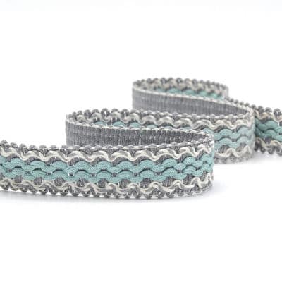 Fantasy braid trim - grey and sky blue