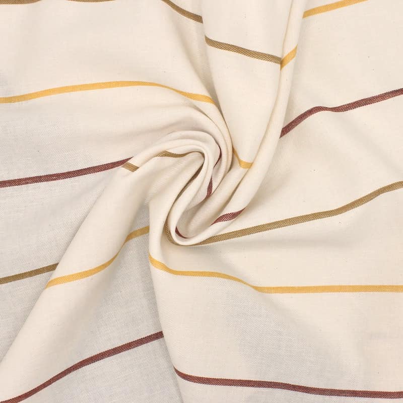 Striped cotton twill fabric - ecru