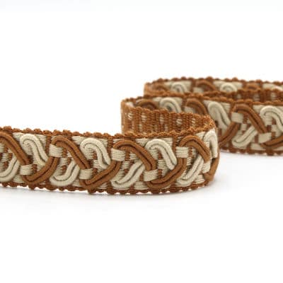 Fantasy braid trim - rust-colored and beige