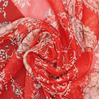 Cloth of 1,50m veil fabric with paisley pattern - red