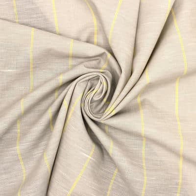 Flamed striped viscose fabric - beige 