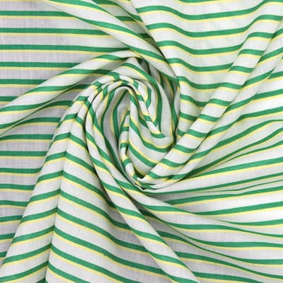 Tissu coton rayures - vert