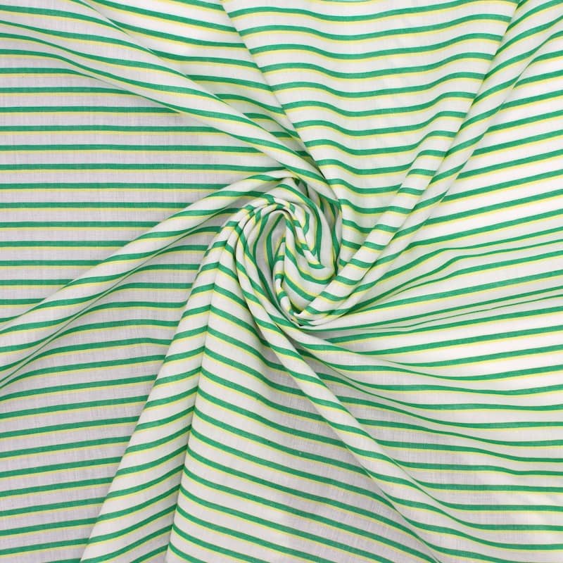 Tissu coton rayures - vert