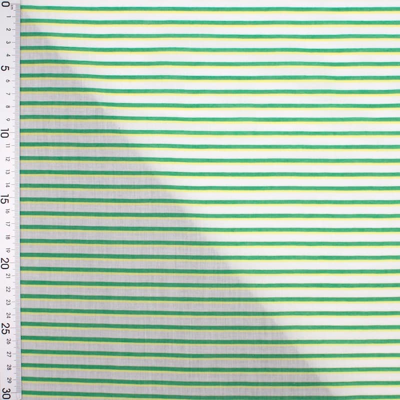 Tissu coton rayures - vert