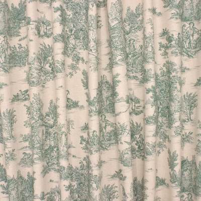 Cotton with toile de jouy print - green