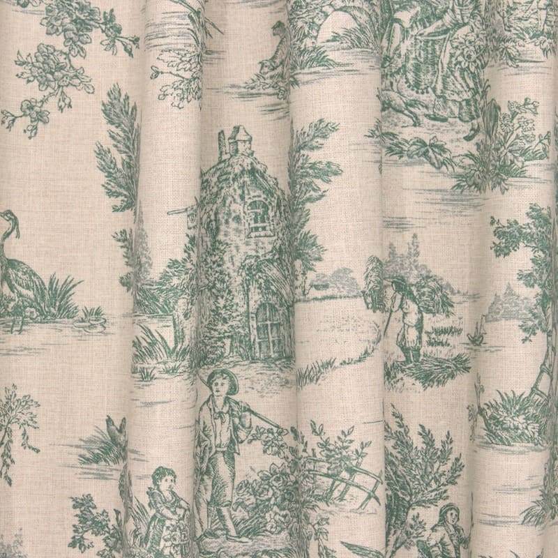 Cotton with toile de jouy print - green