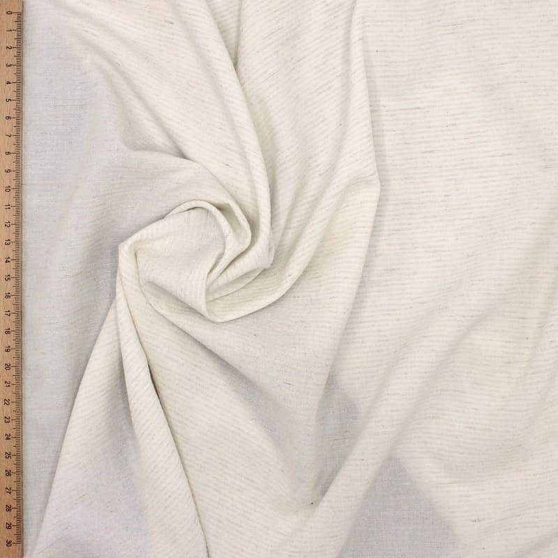 Striped fabric in viscose and linen - off-white