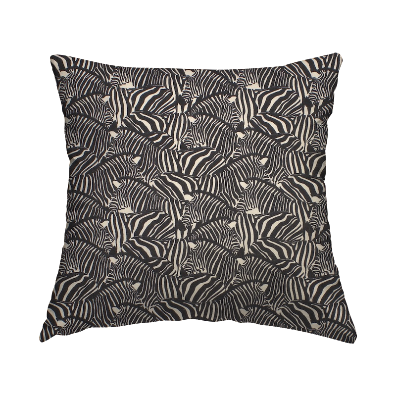 100% cotton fabric with zebra pattern - black