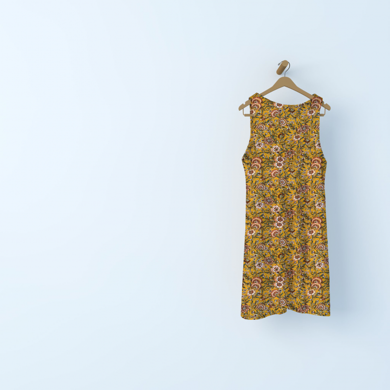 100% viscose met bloemen - gummigut