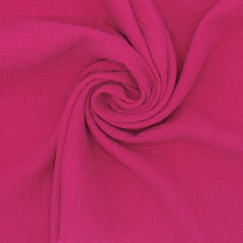 Tissu double gaze de coton - fuchsia