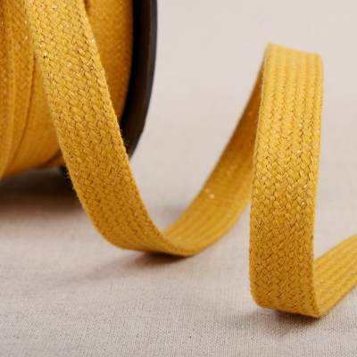 Flat tubular metallic braid trim - mustard yellow