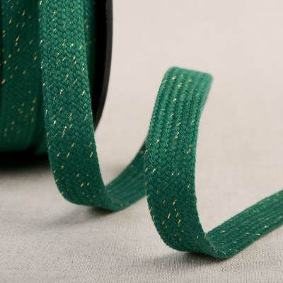 Flat tubular metallic braid trim - green 