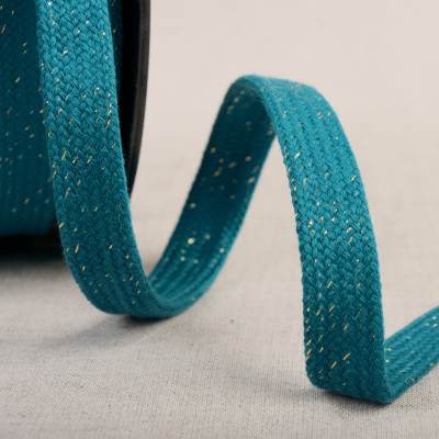 Flat tubular metallic braid trim - teal