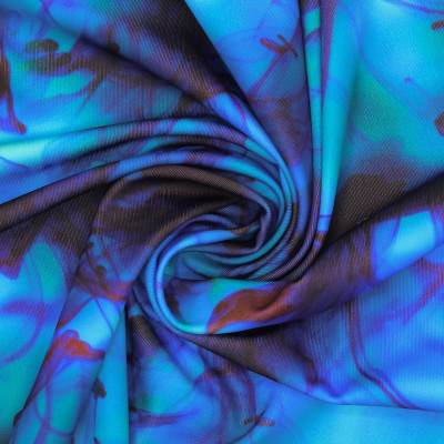 Fabric resembling lycra with pattern - blue