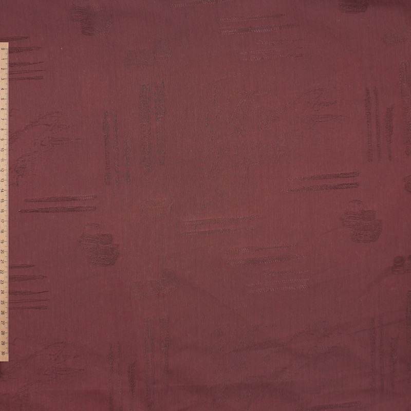 Tissu jacquard motif satiné - bordeaux