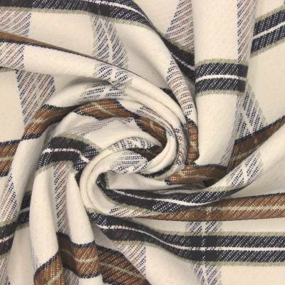 Checked cotton fabric - ecru and brown