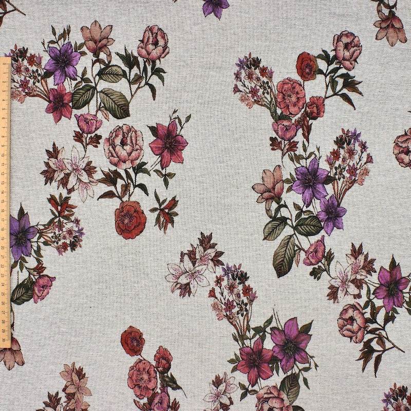 Floral jersey fabric - grey