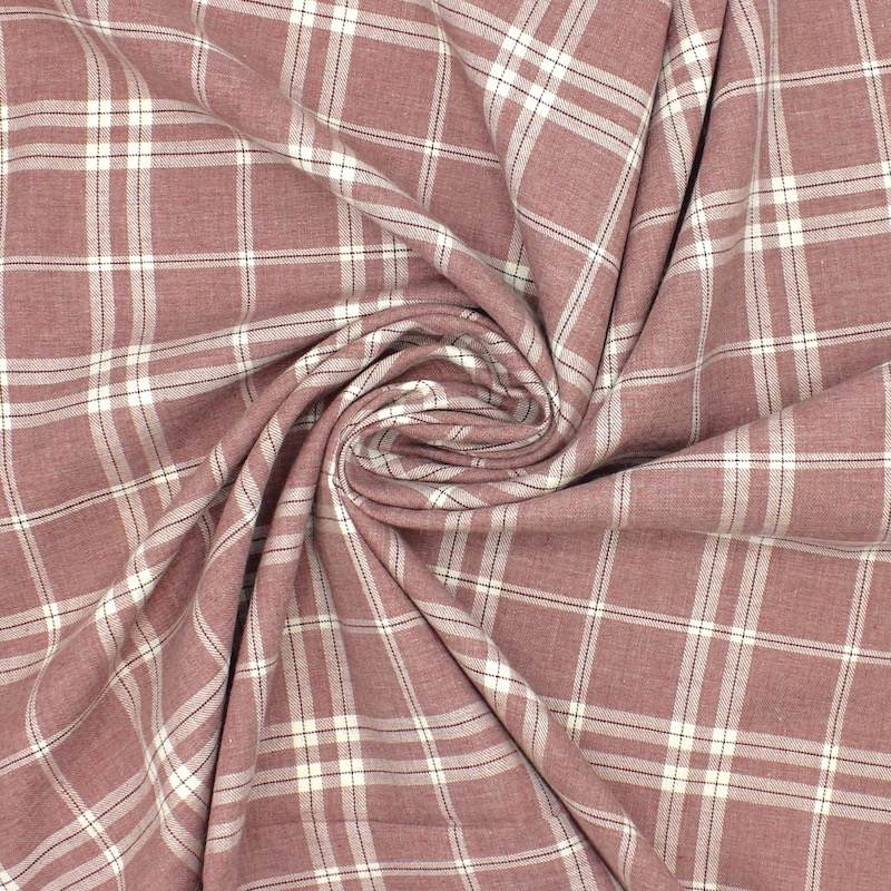 Checkered cotton twill fabric - Old rose