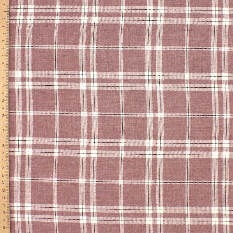 Checkered cotton twill fabric - Old rose