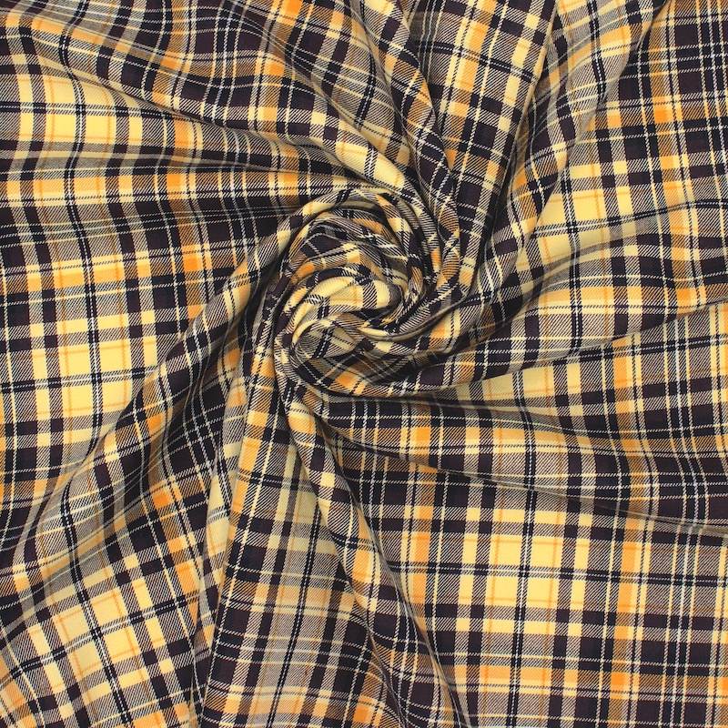 Twill coton à carreaux - brun et jaune